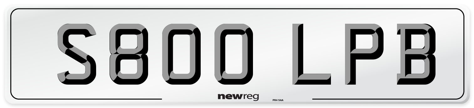 S800 LPB Number Plate from New Reg